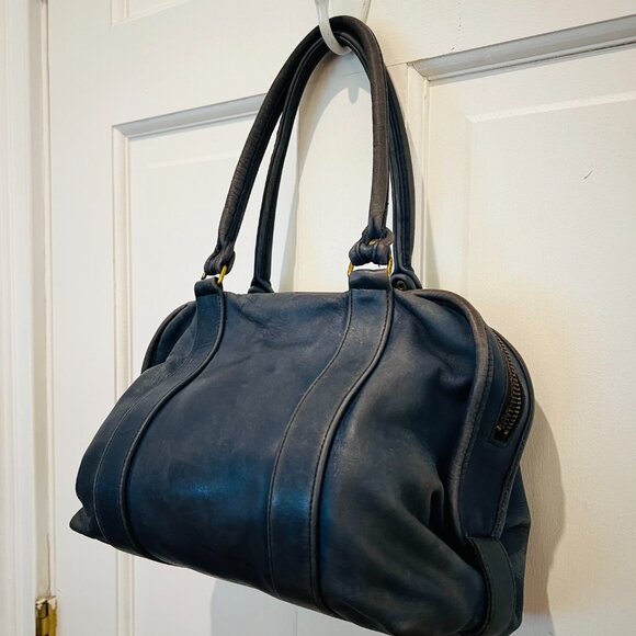 Vintage Coach 80’s Made in the USA Soft Navy Leather Satchel Doctor Bag - Picture 4 of 16